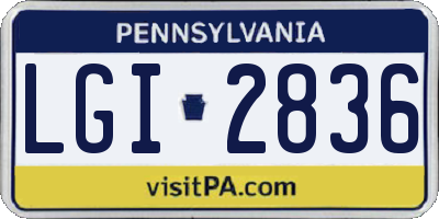 PA license plate LGI2836