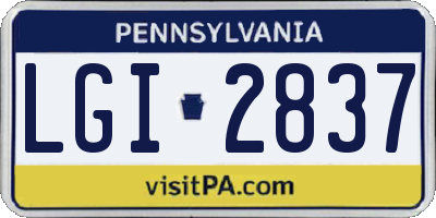 PA license plate LGI2837