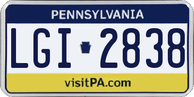 PA license plate LGI2838