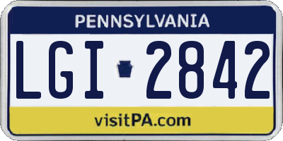 PA license plate LGI2842