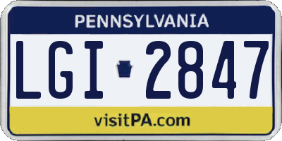 PA license plate LGI2847