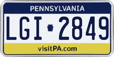PA license plate LGI2849