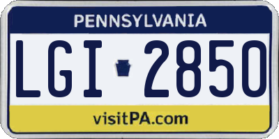 PA license plate LGI2850
