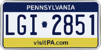 PA license plate LGI2851