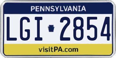 PA license plate LGI2854