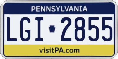 PA license plate LGI2855