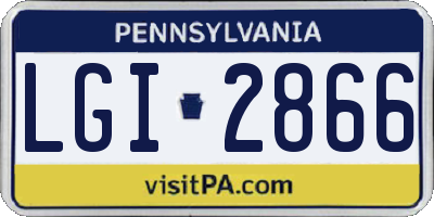 PA license plate LGI2866