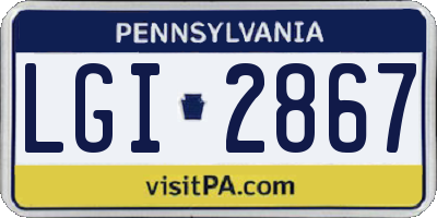 PA license plate LGI2867