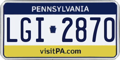 PA license plate LGI2870