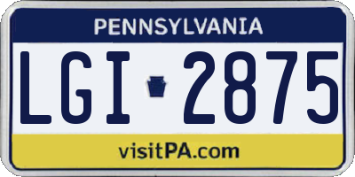 PA license plate LGI2875