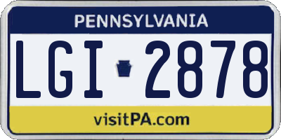 PA license plate LGI2878