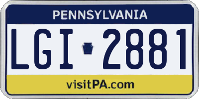 PA license plate LGI2881