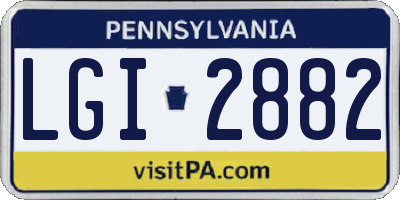 PA license plate LGI2882