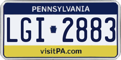 PA license plate LGI2883