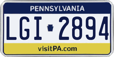 PA license plate LGI2894