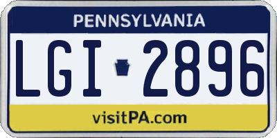 PA license plate LGI2896