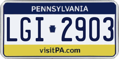 PA license plate LGI2903