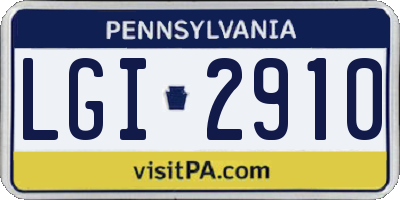 PA license plate LGI2910
