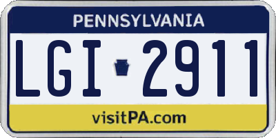 PA license plate LGI2911