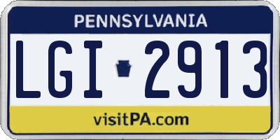 PA license plate LGI2913