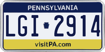 PA license plate LGI2914