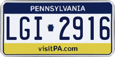 PA license plate LGI2916