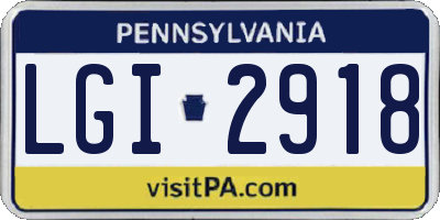 PA license plate LGI2918