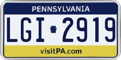 PA license plate LGI2919