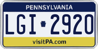PA license plate LGI2920