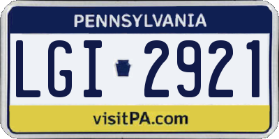 PA license plate LGI2921