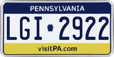 PA license plate LGI2922