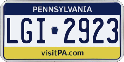 PA license plate LGI2923