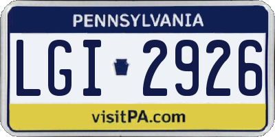 PA license plate LGI2926