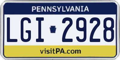 PA license plate LGI2928