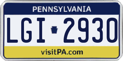 PA license plate LGI2930