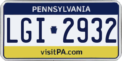 PA license plate LGI2932