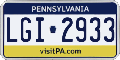 PA license plate LGI2933
