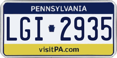 PA license plate LGI2935