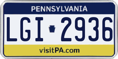 PA license plate LGI2936