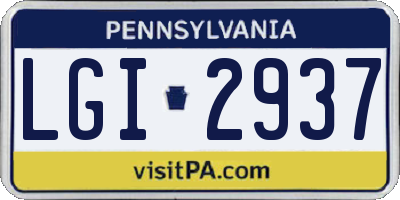 PA license plate LGI2937