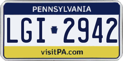 PA license plate LGI2942