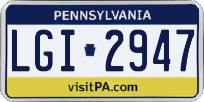 PA license plate LGI2947