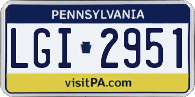 PA license plate LGI2951
