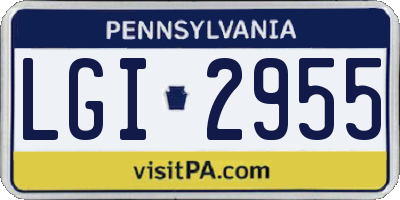 PA license plate LGI2955
