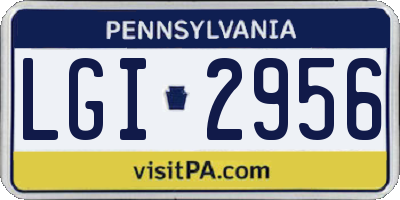 PA license plate LGI2956