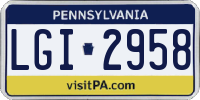 PA license plate LGI2958