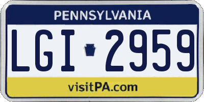 PA license plate LGI2959