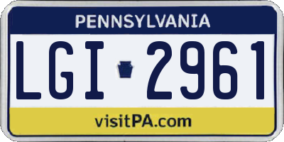 PA license plate LGI2961