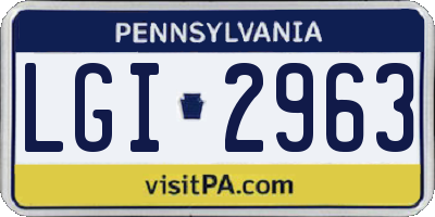 PA license plate LGI2963