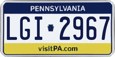 PA license plate LGI2967